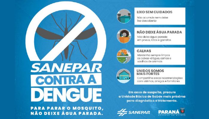  Sanepar realiza mutirão contra a dengue em 30 cidades neste sábado